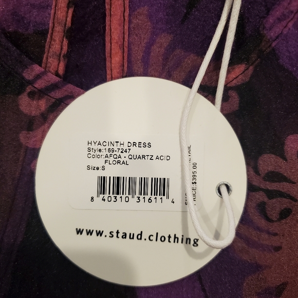 Staud Hyacinth Crepe Organza Tiered Maxi Dress in Quartz Acid Floral - Picture 10 of 12